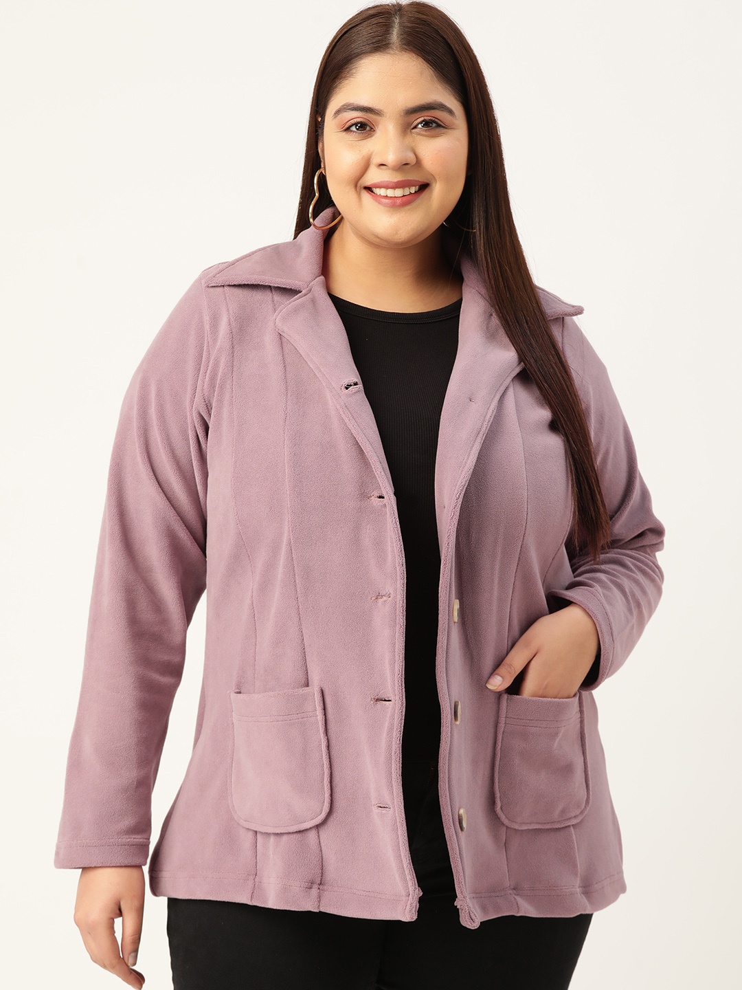 

theRebelinme Plus Size Women Lightweight Longline Tailored Jacket, Lavender