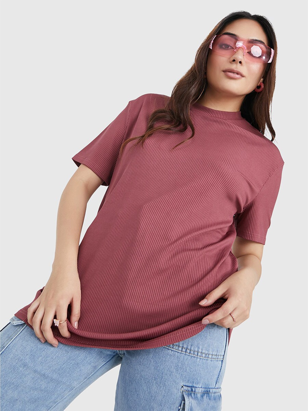 

Styli Women Burgundy T-shirt