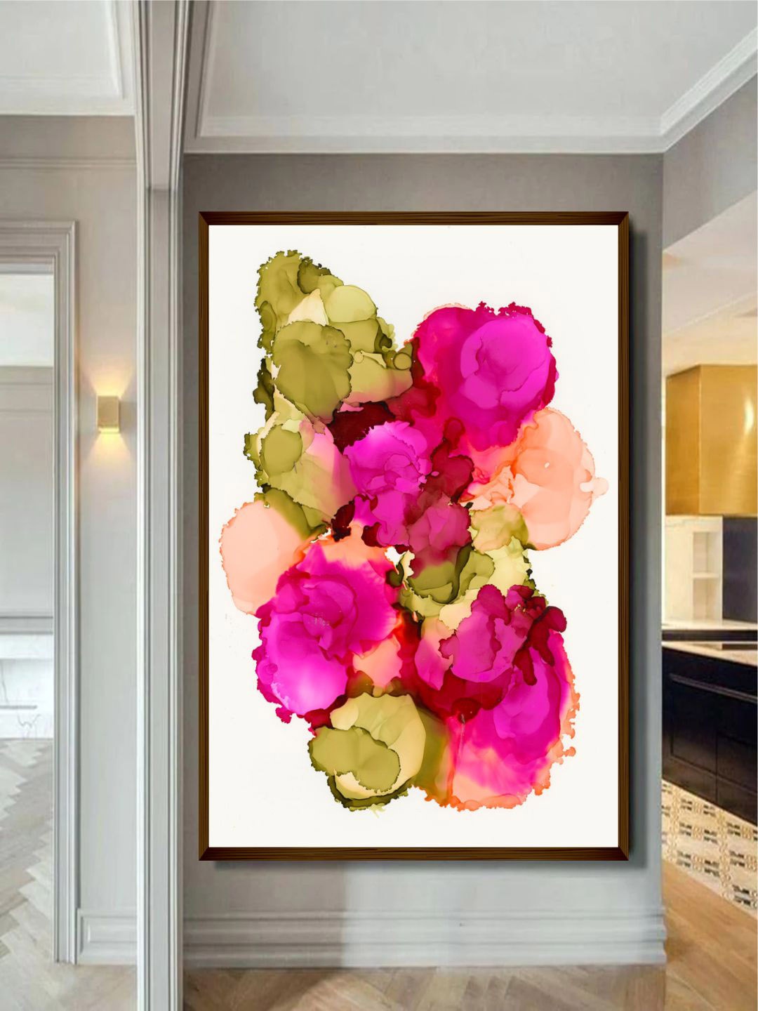 

The Art House White & Pink Abstract Framed Wall Painting