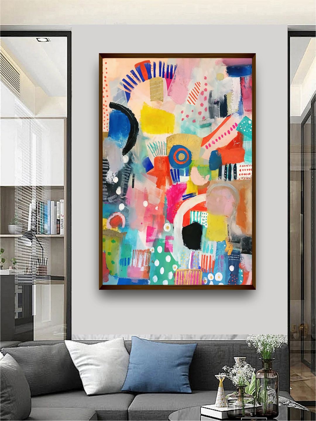 

The Art House Pink & Blue Abstract Framed Wall Painting