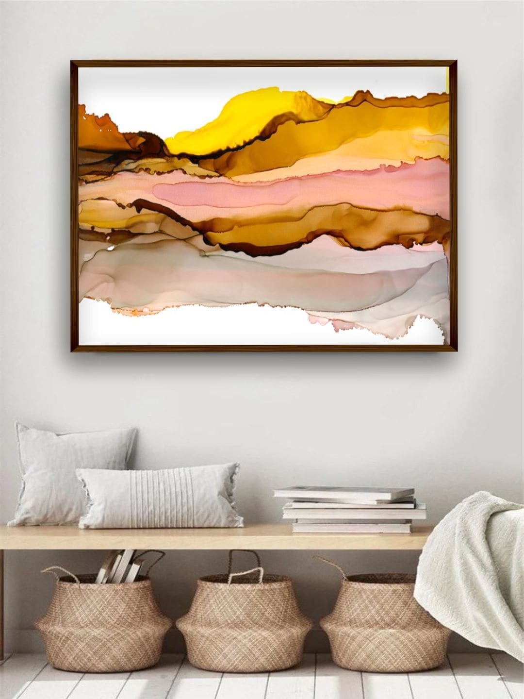 

The Art House Yellow & White Abstract Framed Wall Painting