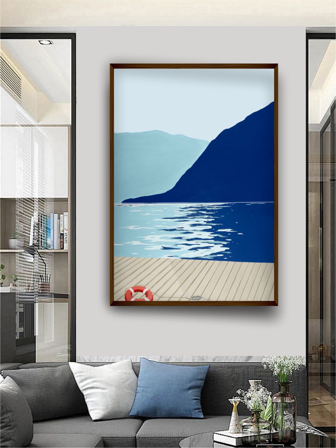 

The Art House Blue Framed Wall Painting