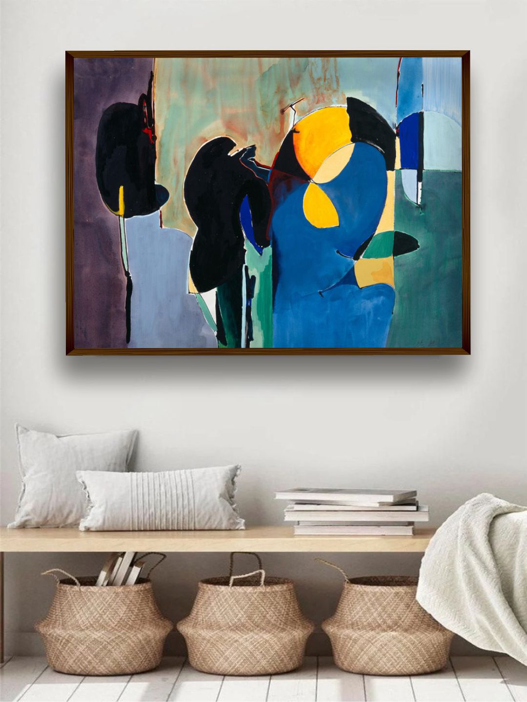 

The Art House Blue & Black Abstract Framed Wall Painting