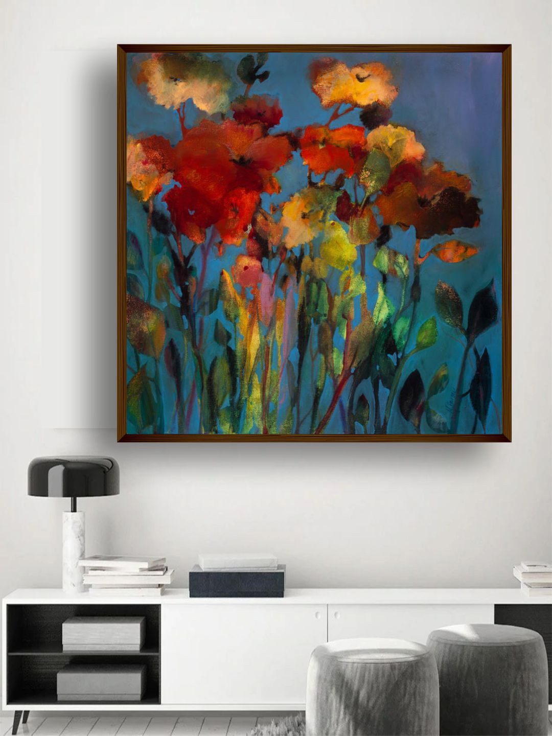 

The Art House Red & Green Floral Painting Wall Art