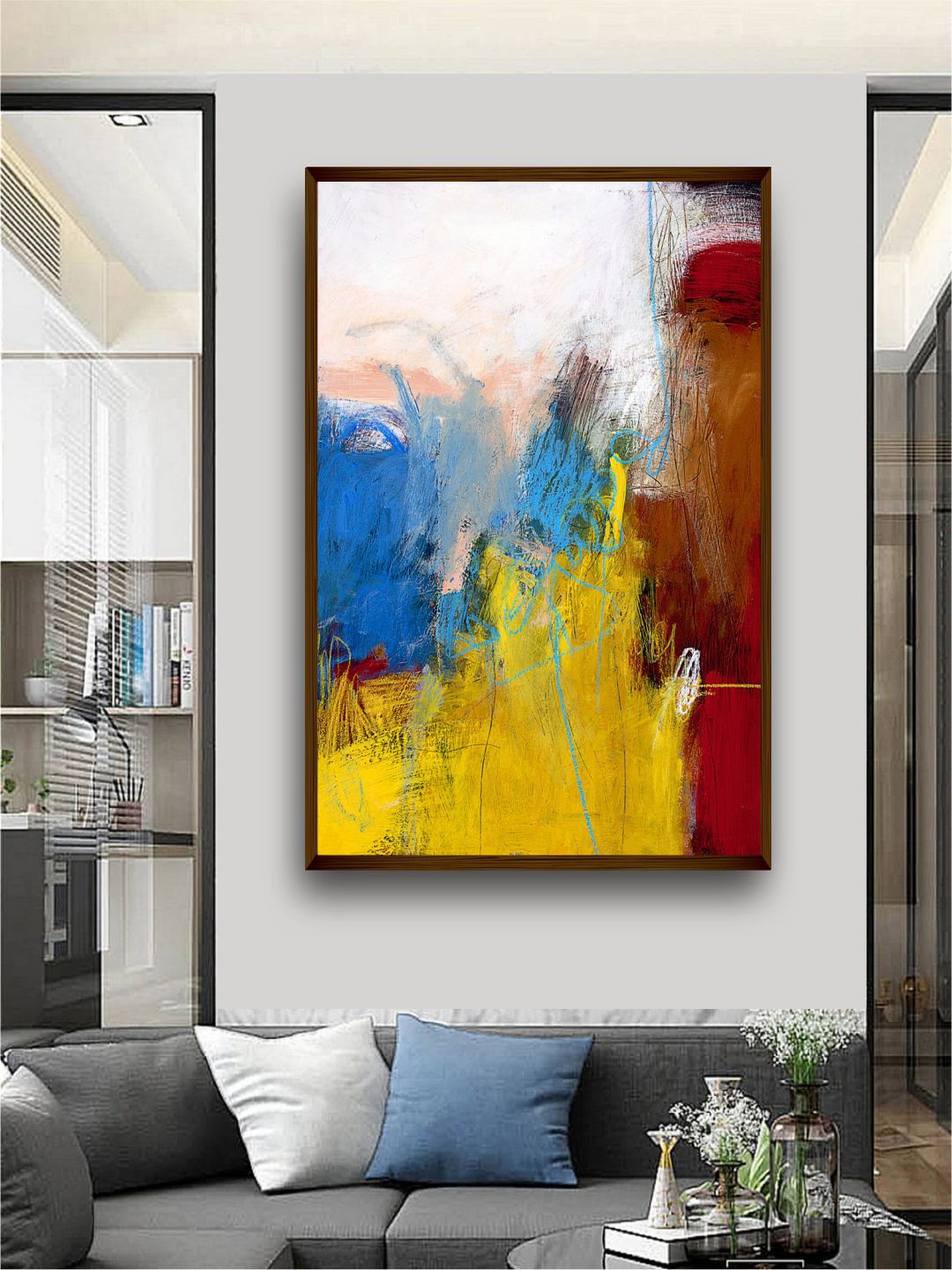 

The Art House Yellow & Blue Abstract Painting Wall Art