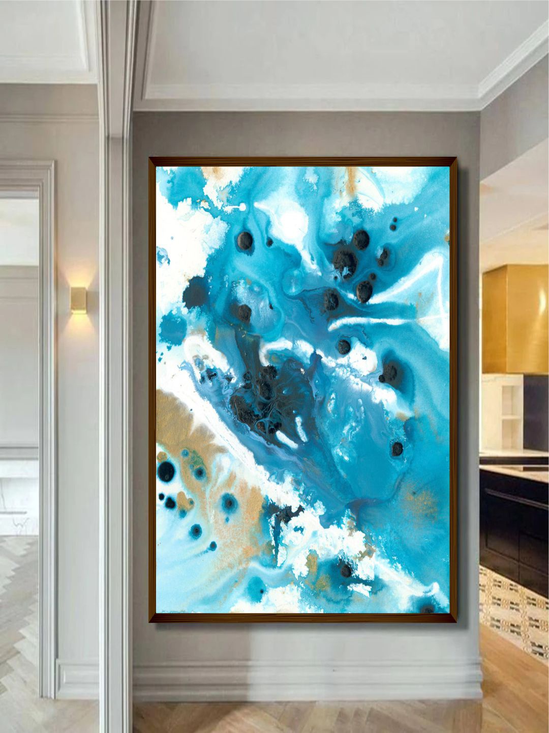 

The Art House Blue & White Abstract Framed Wall Painting