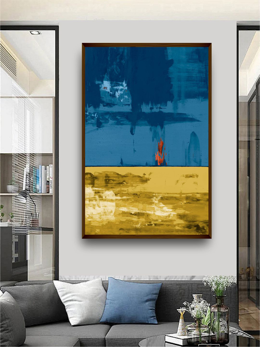 

The Art House Blue & Green Abstract Framed Wall Painting