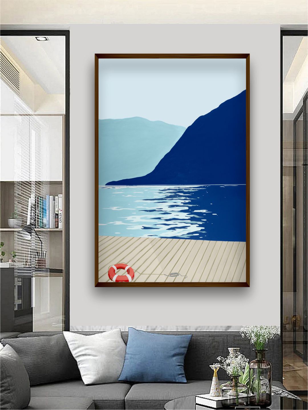 

The Art House Blue & Beige Abstract Painting Wall Art