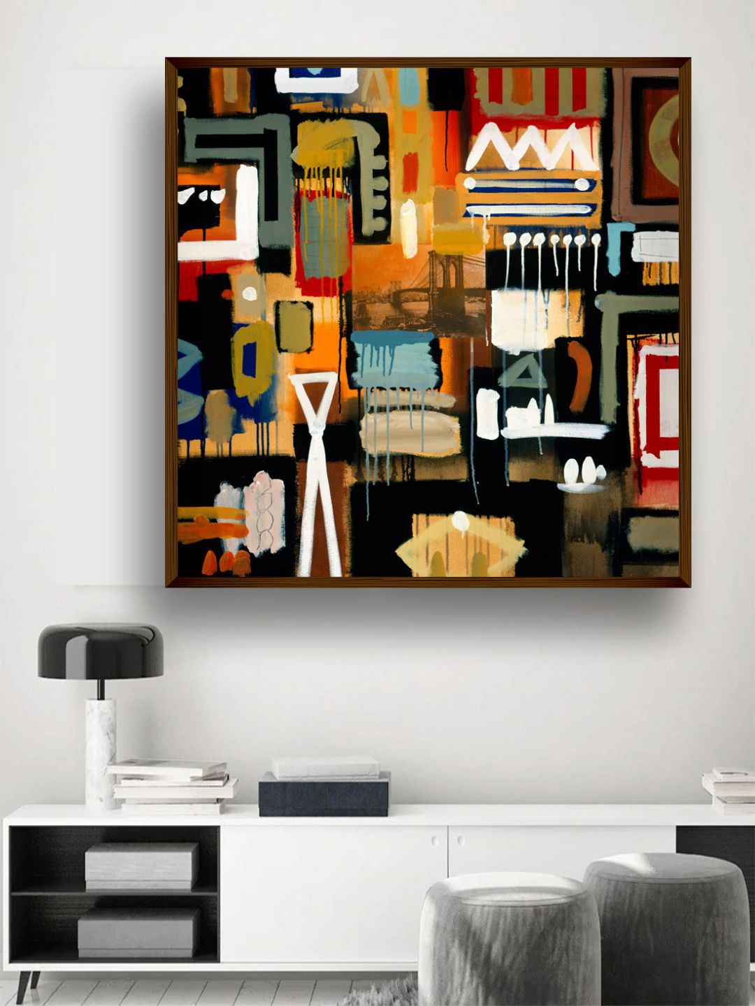 

The Art House White & Black Abstract Framed Wall Painting