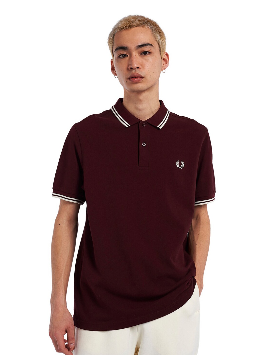 

Fred Perry Men Maroon Polo Collar Pure Cotton T-shirt