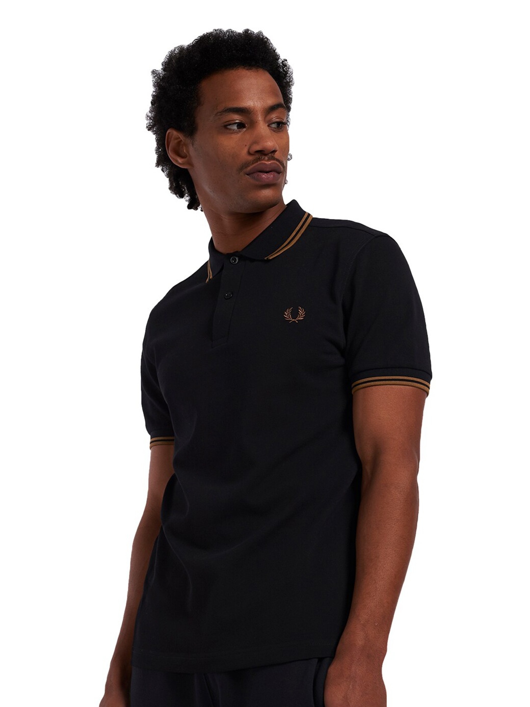 

Fred Perry Men Black Polo Collar Pure Cotton T-shirt