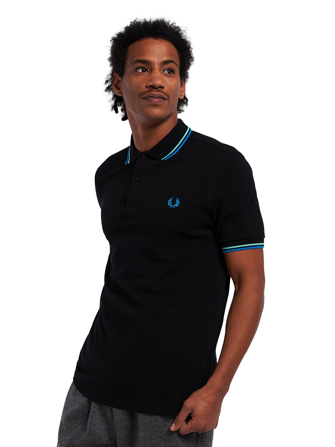 

Fred Perry Men Black Polo Collar Pure Cotton T-shirt