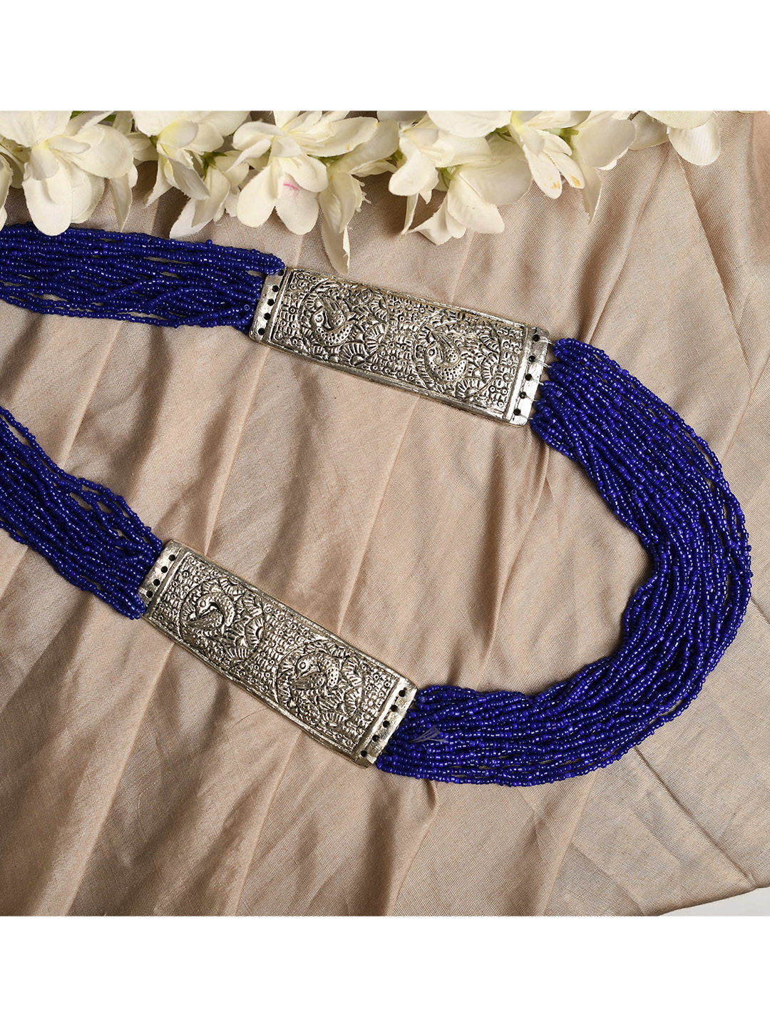 

Ratfanee Silver-Plated Blue Layered Necklace