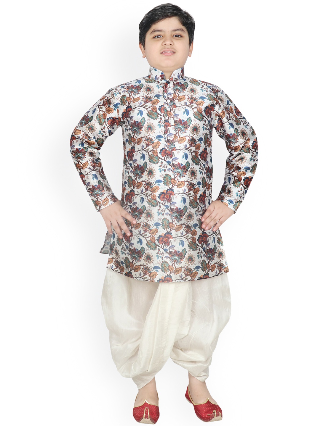 

SG YUVRAJ Boys Floral Printed Kurta with Dhoti Pants, White