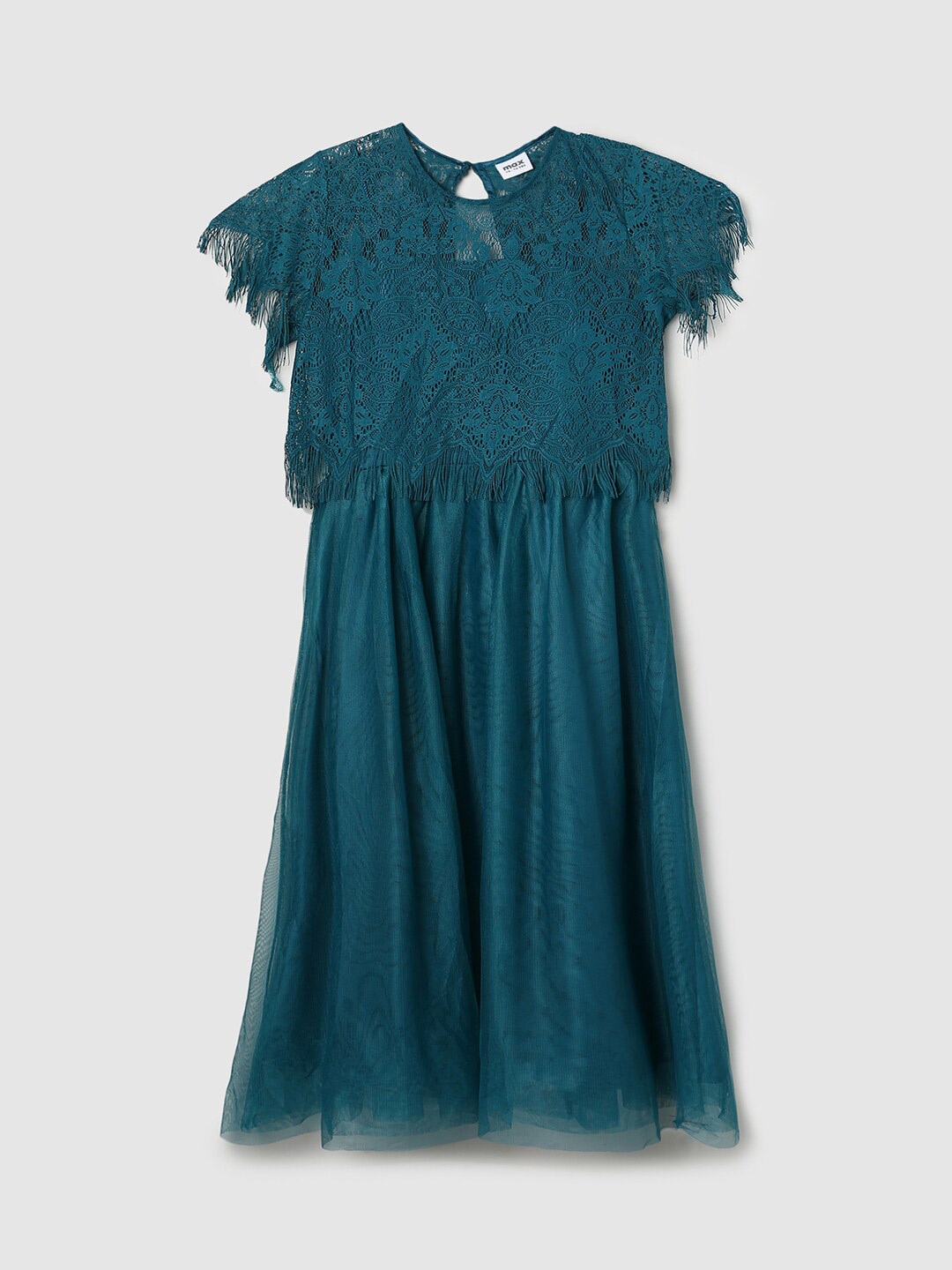 

max Round Neck Flared Dress, Teal