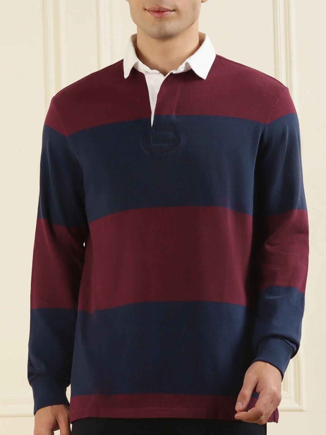 

Polo Ralph Lauren Men Colourblocked Polo Collar Pure Cotton T-shirt, Maroon