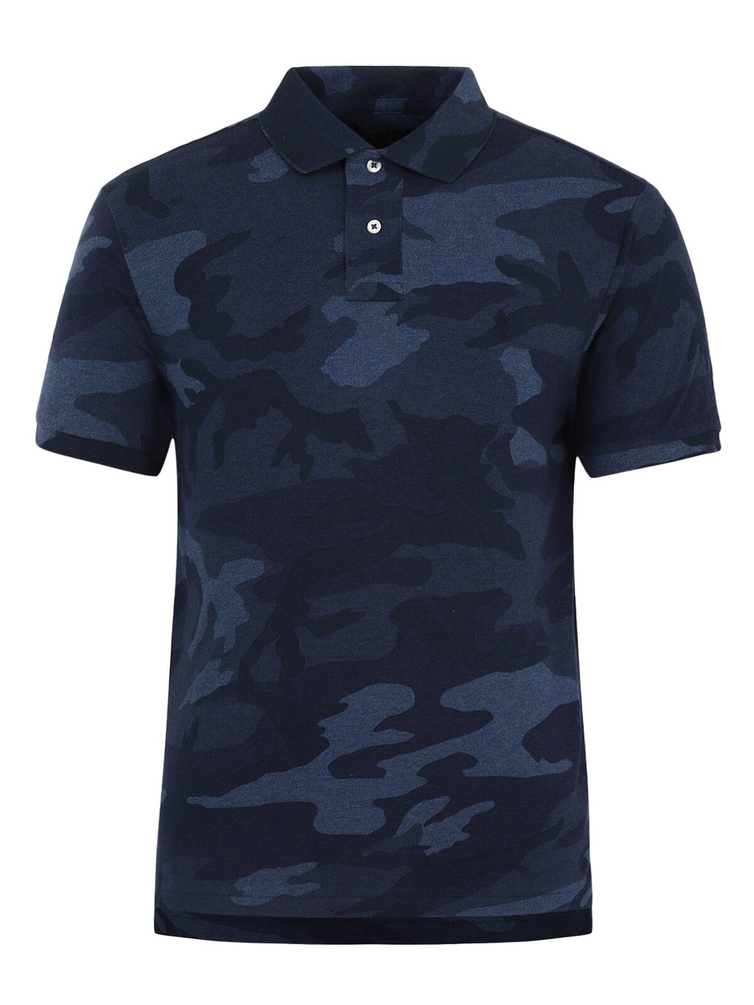 

Polo Ralph Lauren Men Camouflage Printed Polo Collar Pure Cotton T-shirt, Blue