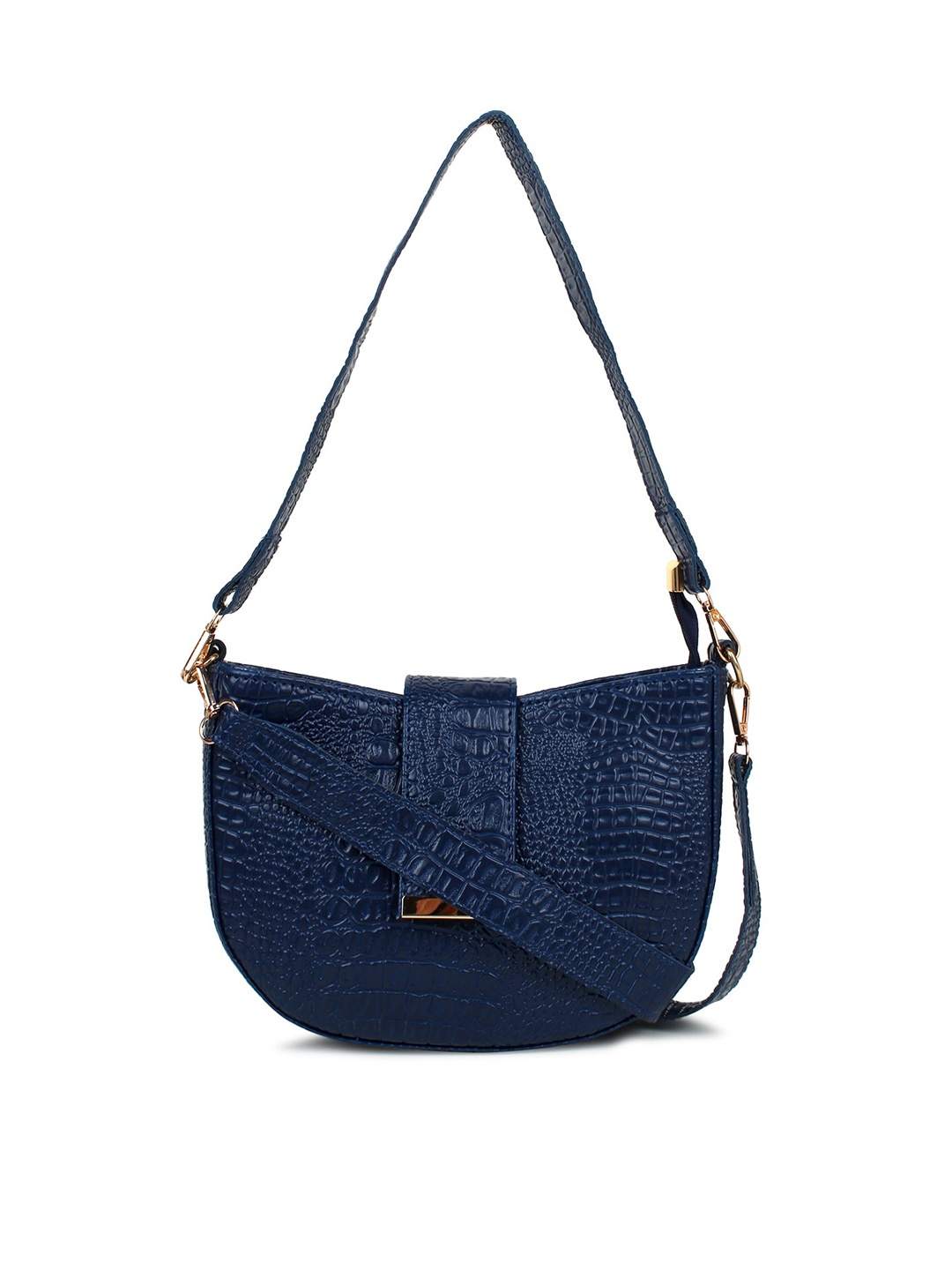 

LEGAL BRIBE Textured Half Moon Sling Bag, Navy blue