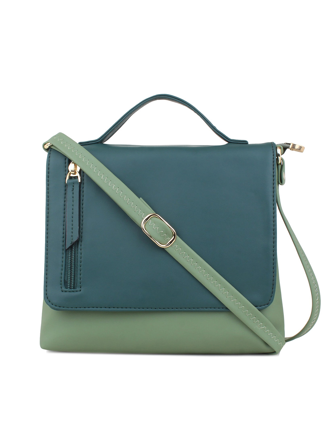 

LEGAL BRIBE Colourblocked Satchel Bag Handbags, Sea green