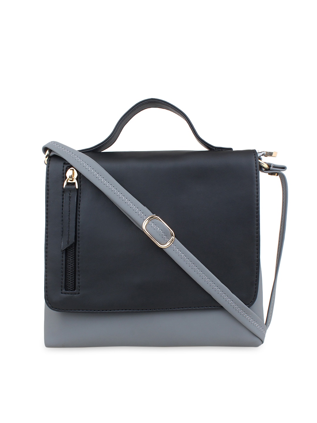 

LEGAL BRIBE Black Colourblocked PU Structured Satchel