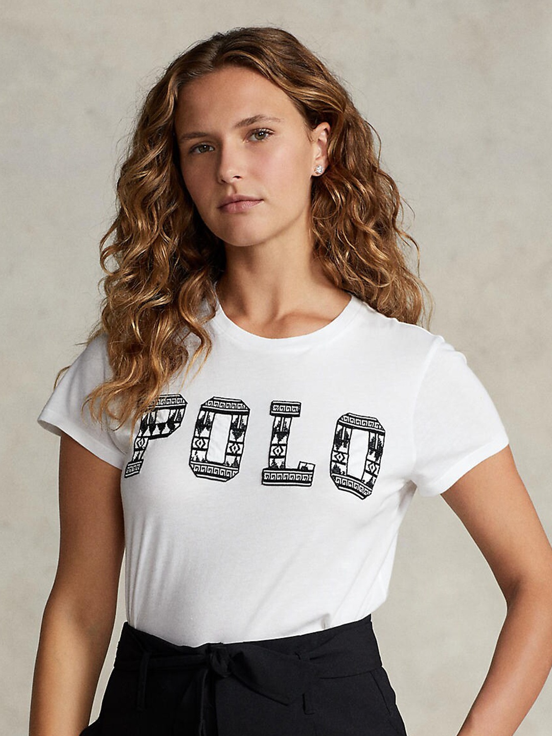 

Polo Ralph Lauren Women Typography Pure Cotton T-shirt, White
