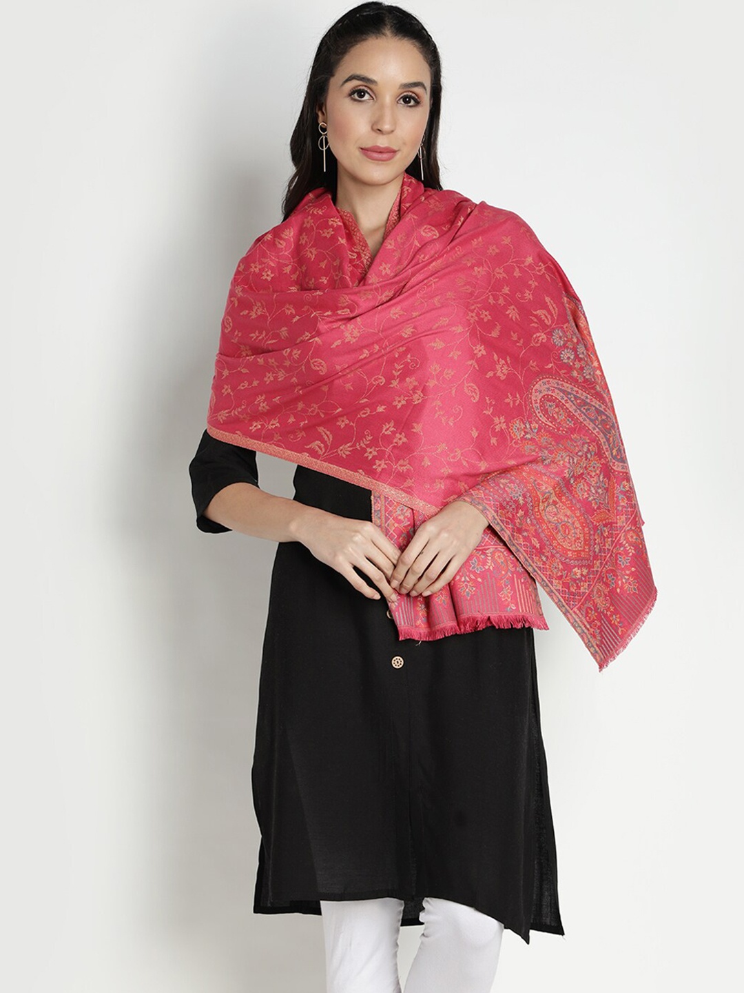 

Moda Chales Women Woven Design Shawl, Magenta