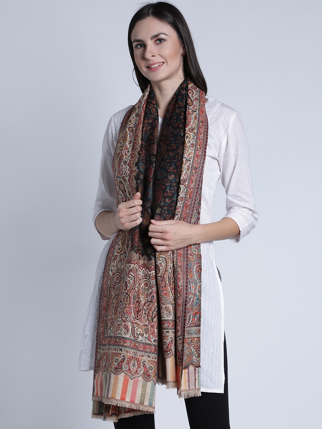

Moda Chales Women Woven-design Shawl, Black