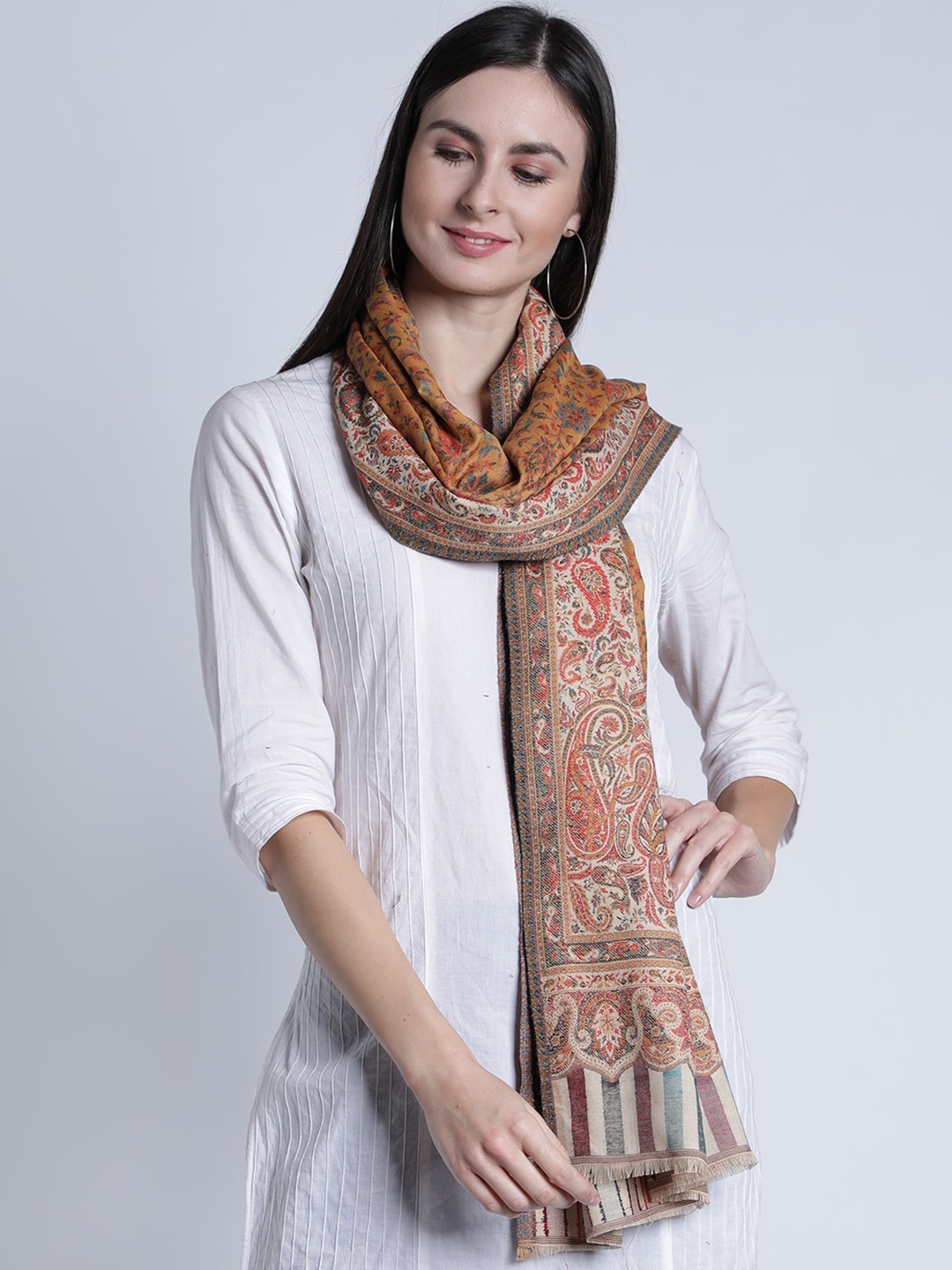 

Moda Chales Women Woven-design Shawl, Mustard