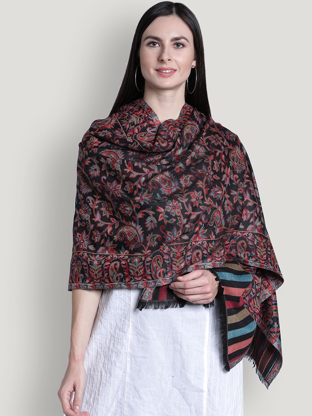 

Moda Chales Women Printed Shawl, Black