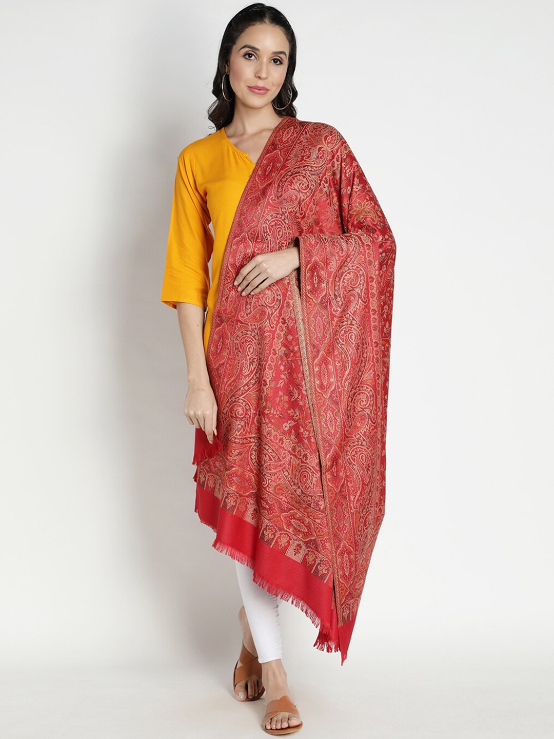

Moda Chales Women Woven-Design Shawl, Maroon