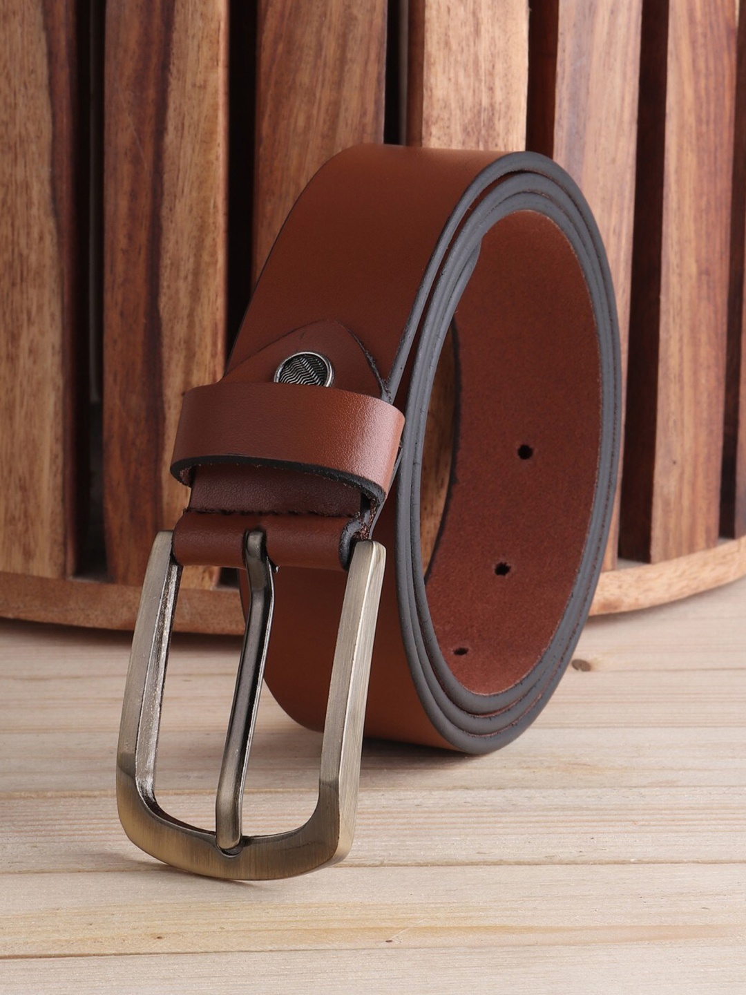 

Elite Crafts Men Tan Leather Formal Belt