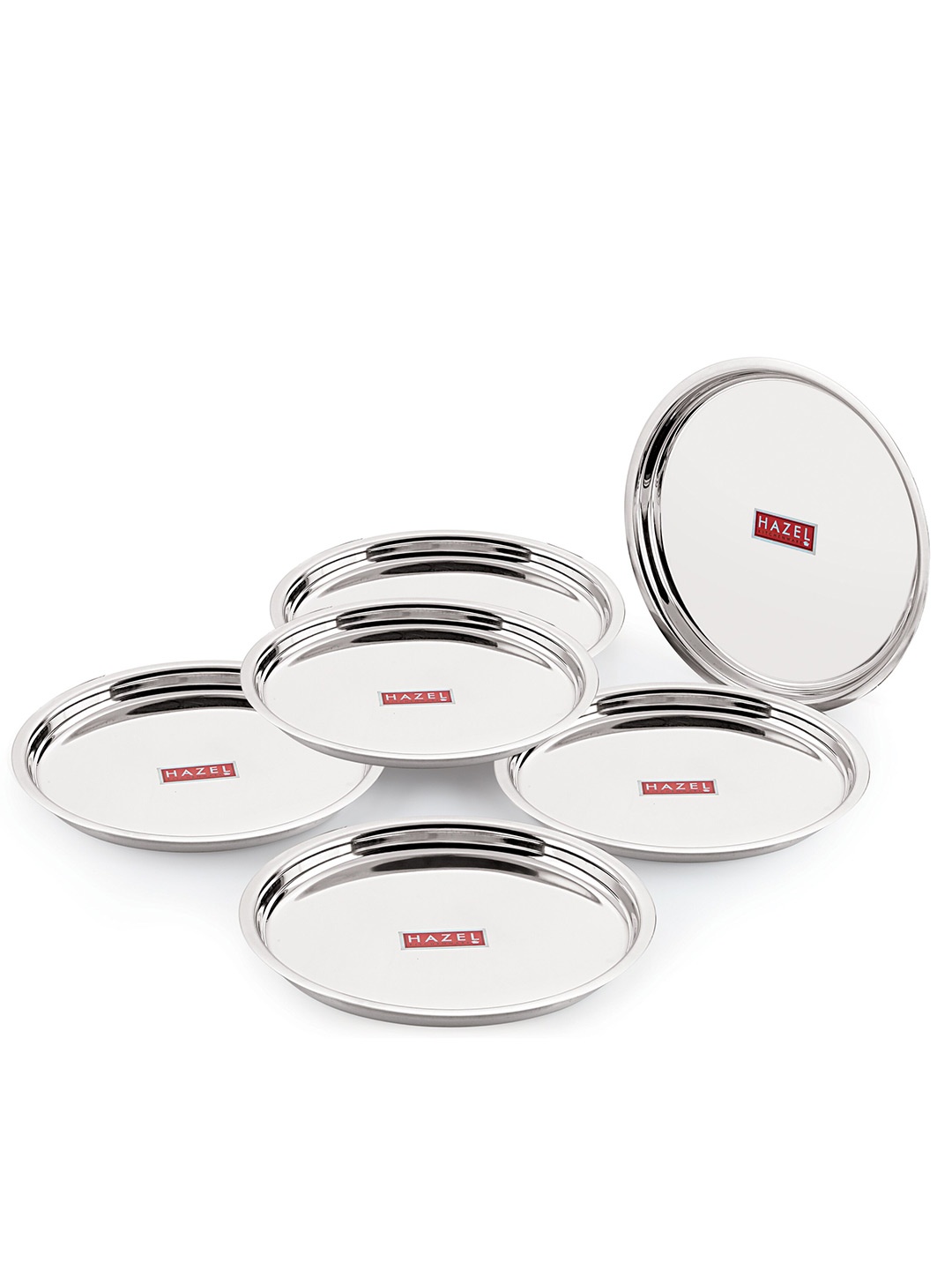 

HAZEL Set of 6 Silver-Toned Stainless Steel Glossy Plates