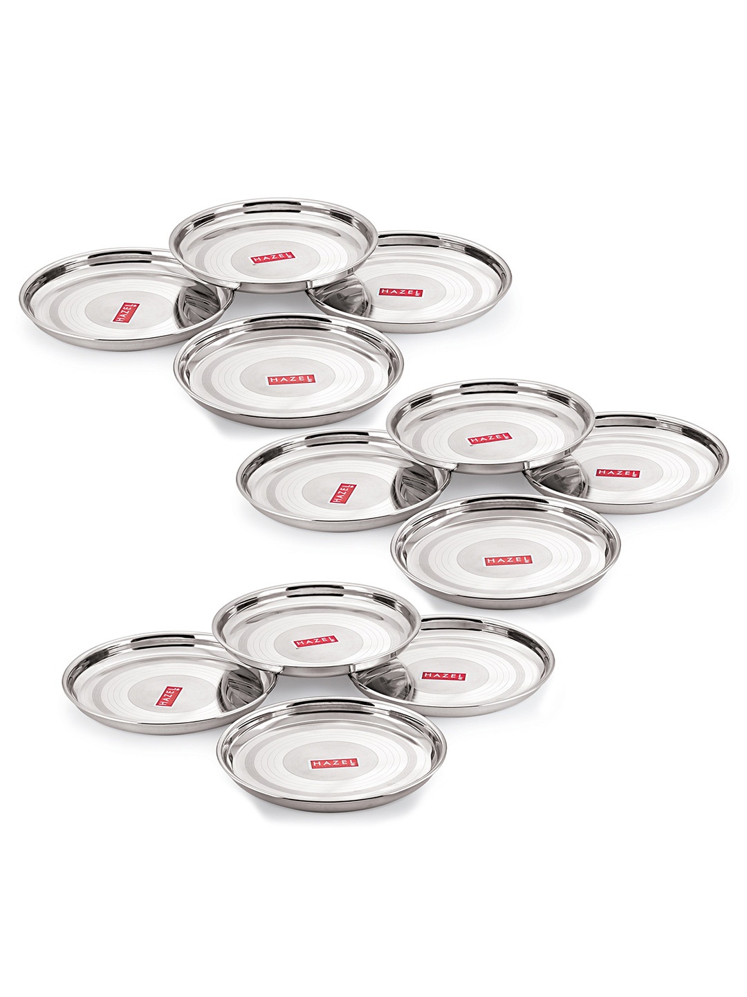 

HAZEL Set of 12 Stainless Steel Glossy Plate Set 31 cm, Silver