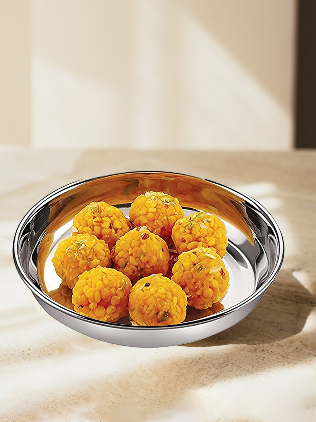 

HAZEL Stainless Steel Glossy Plate 300 ML, Silver