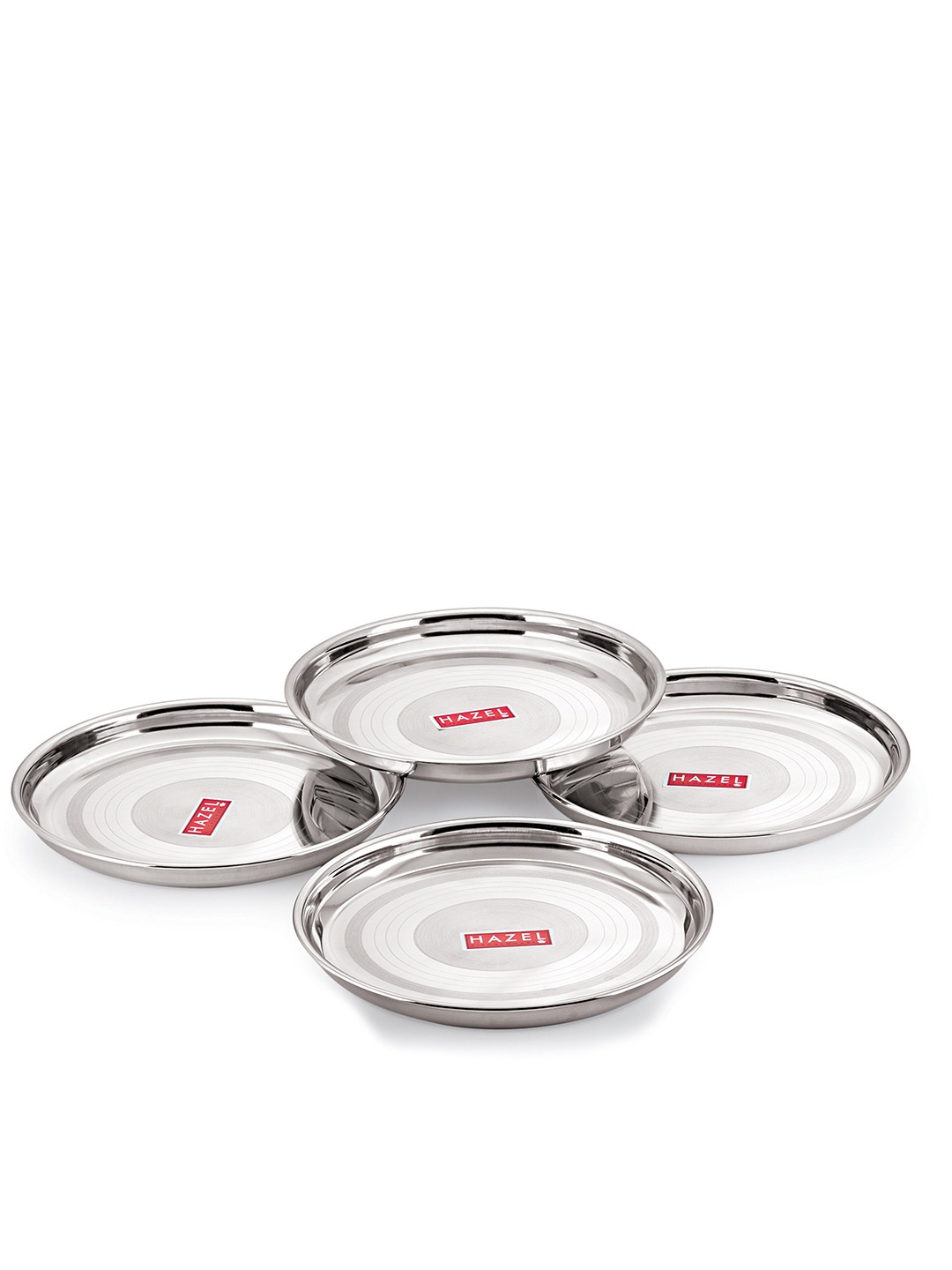 

HAZEL Set of 4 Stainless Steel Glossy Dinner Set 28.5 cm, Silver