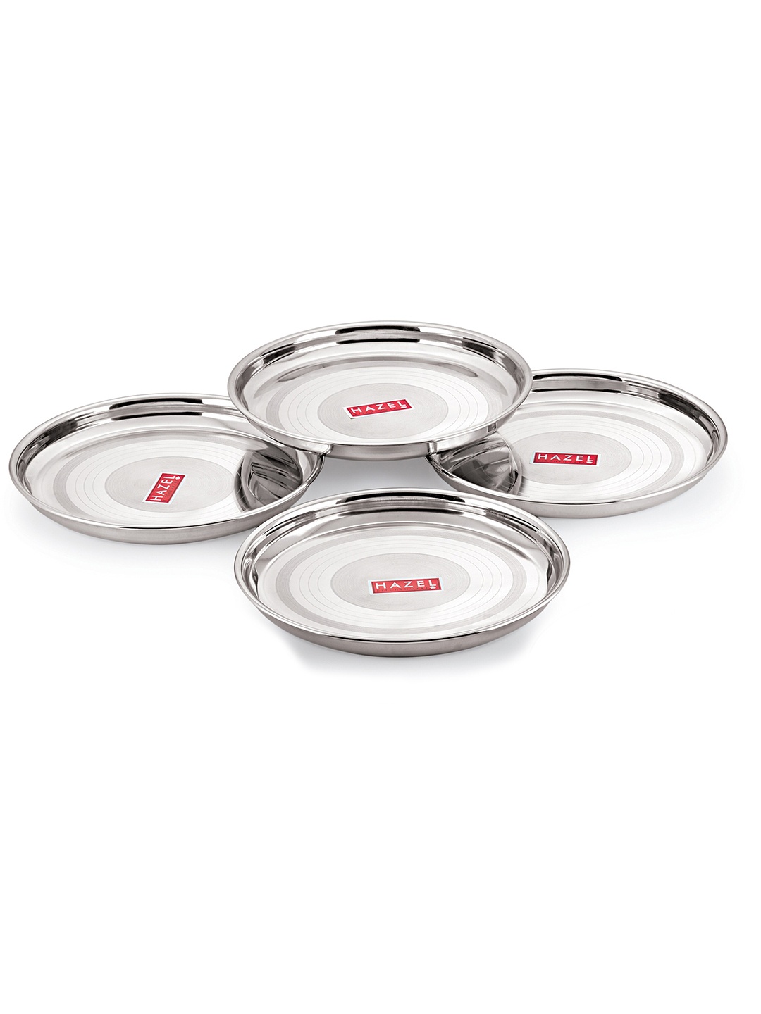 

HAZEL Set of 4 Stainless Steel Glossy Dinner Set 26.5 cm, Silver