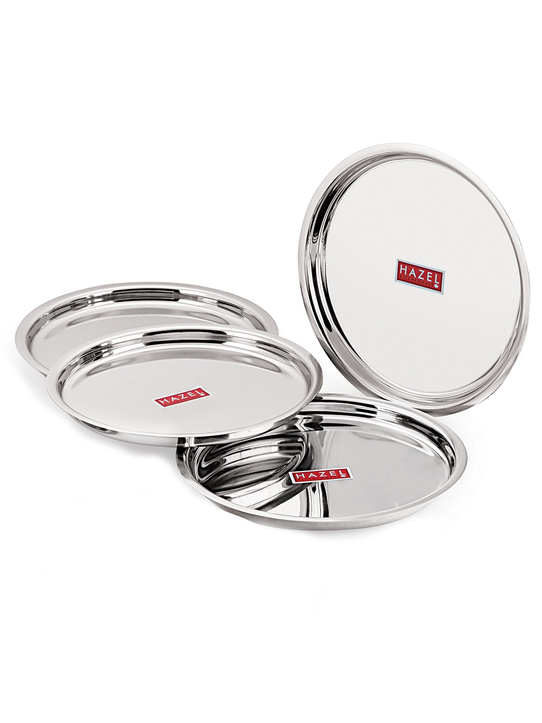 

HAZEL Set of 4 Stainless Steel Glossy Mirror Finish Dinner Set, Silver