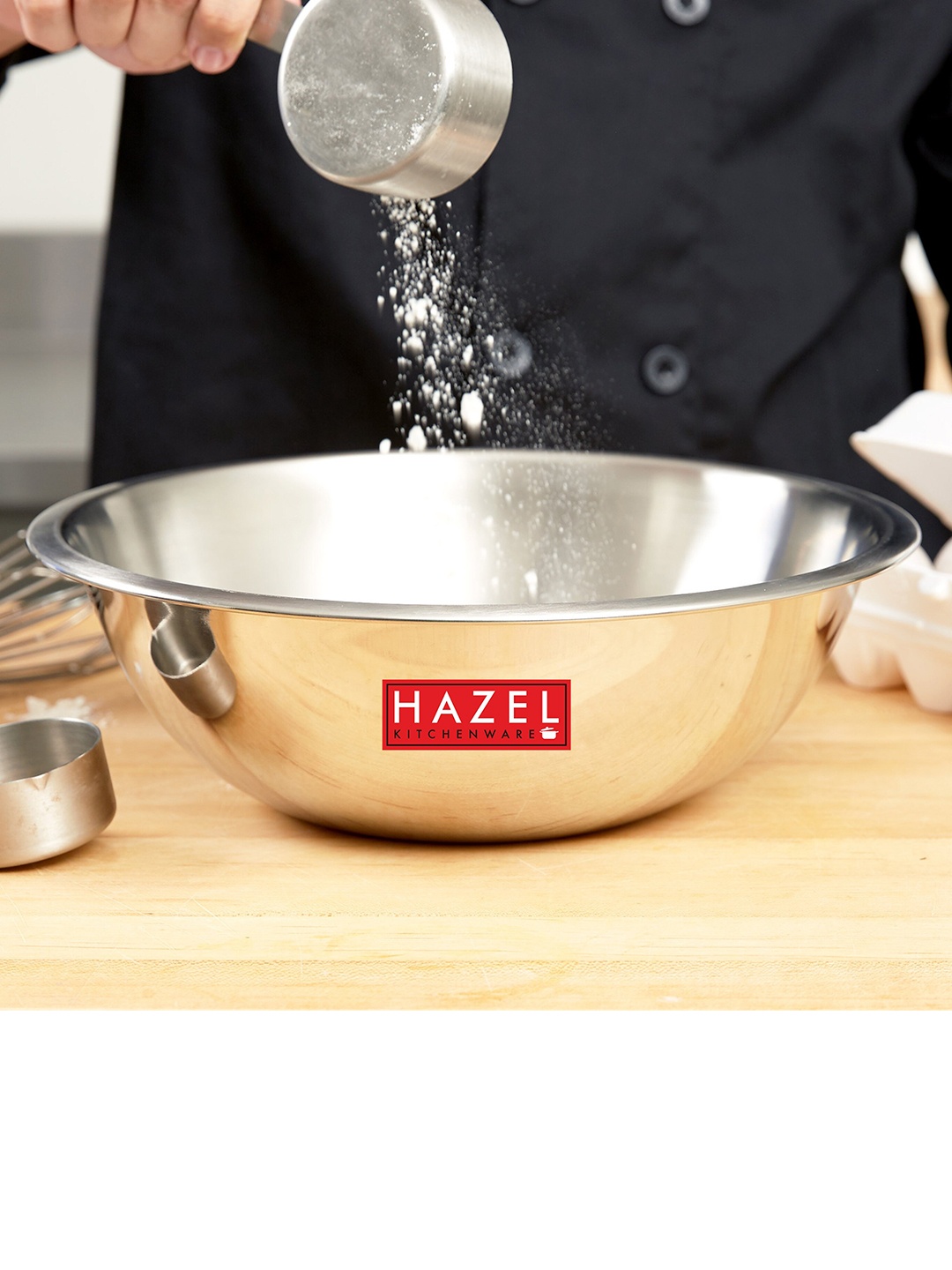 

HAZEL Stainless Steel Glossy Mixing Bowl for Cake Batter 1.1L, Silver
