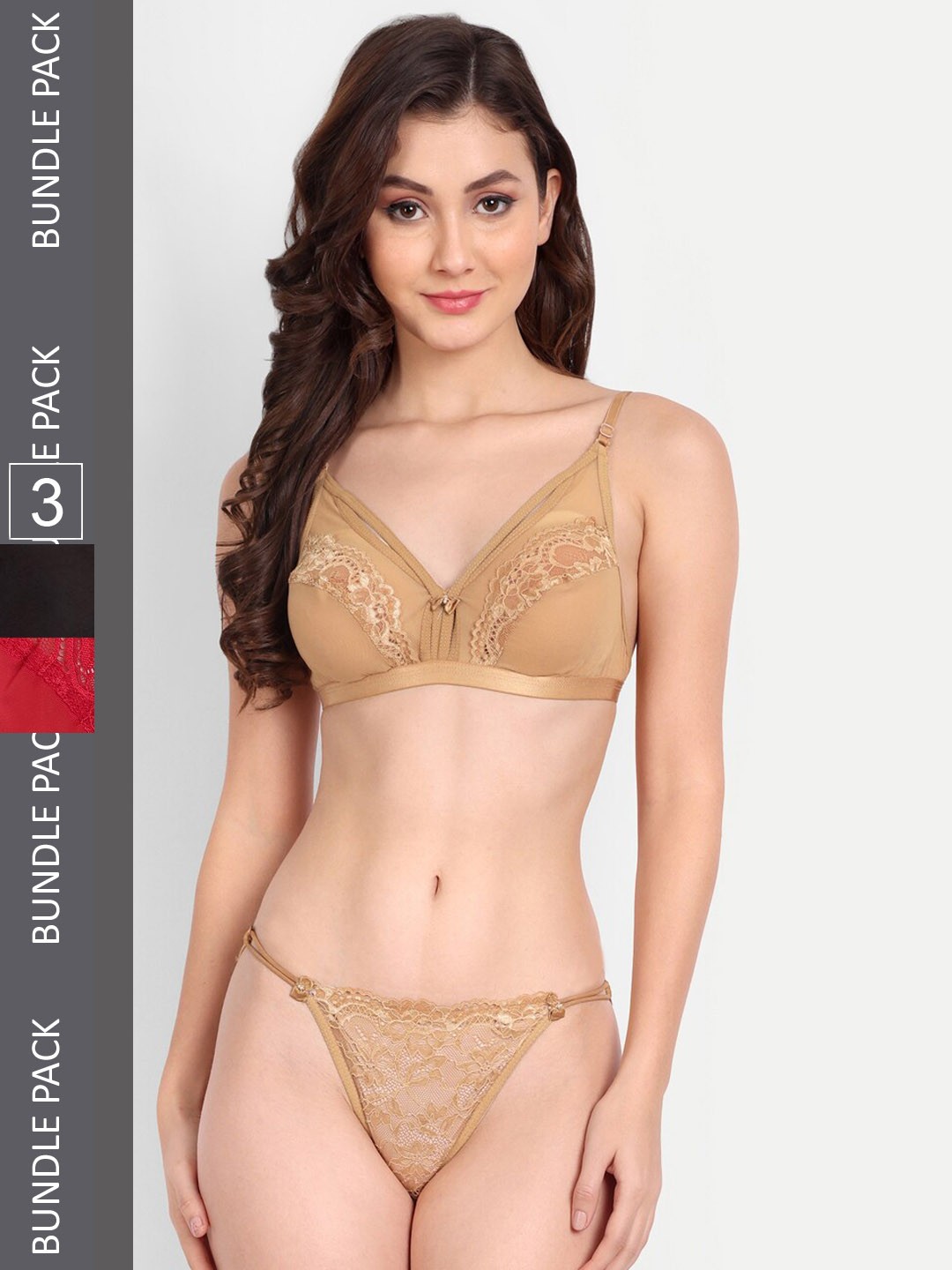 

FIMS Pack Of 3 Lingerie Set, Black