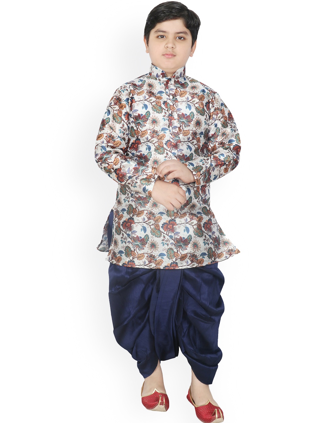 

SG YUVRAJ Boys Floral Printed Kurta with Dhoti Pants, White