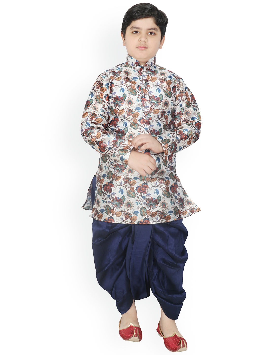 

SG YUVRAJ Boys Floral Printed Kurta with Dhoti Pants, White