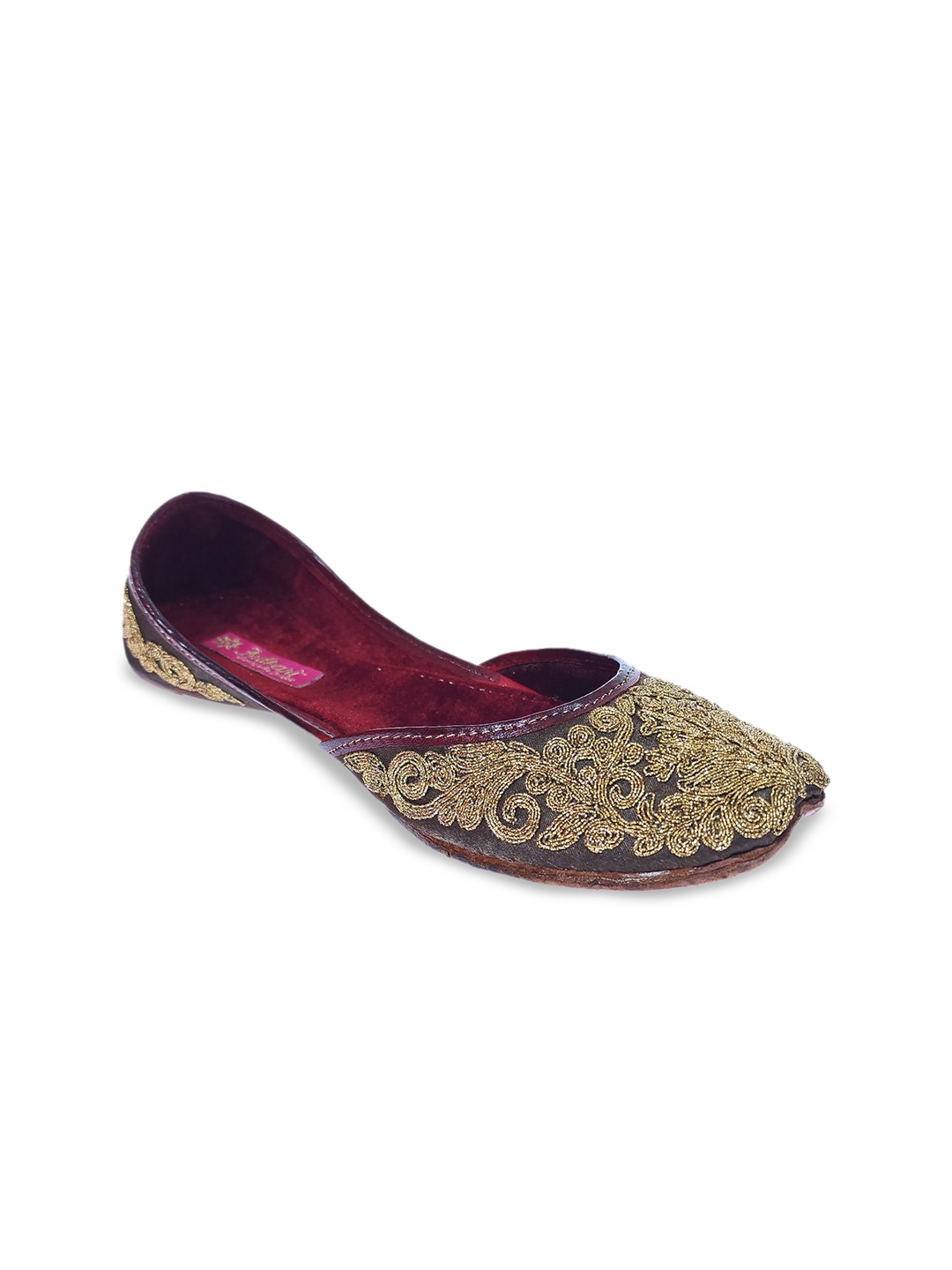 

Fulkari Women Embellished Ethnic Mojaris, Bronze