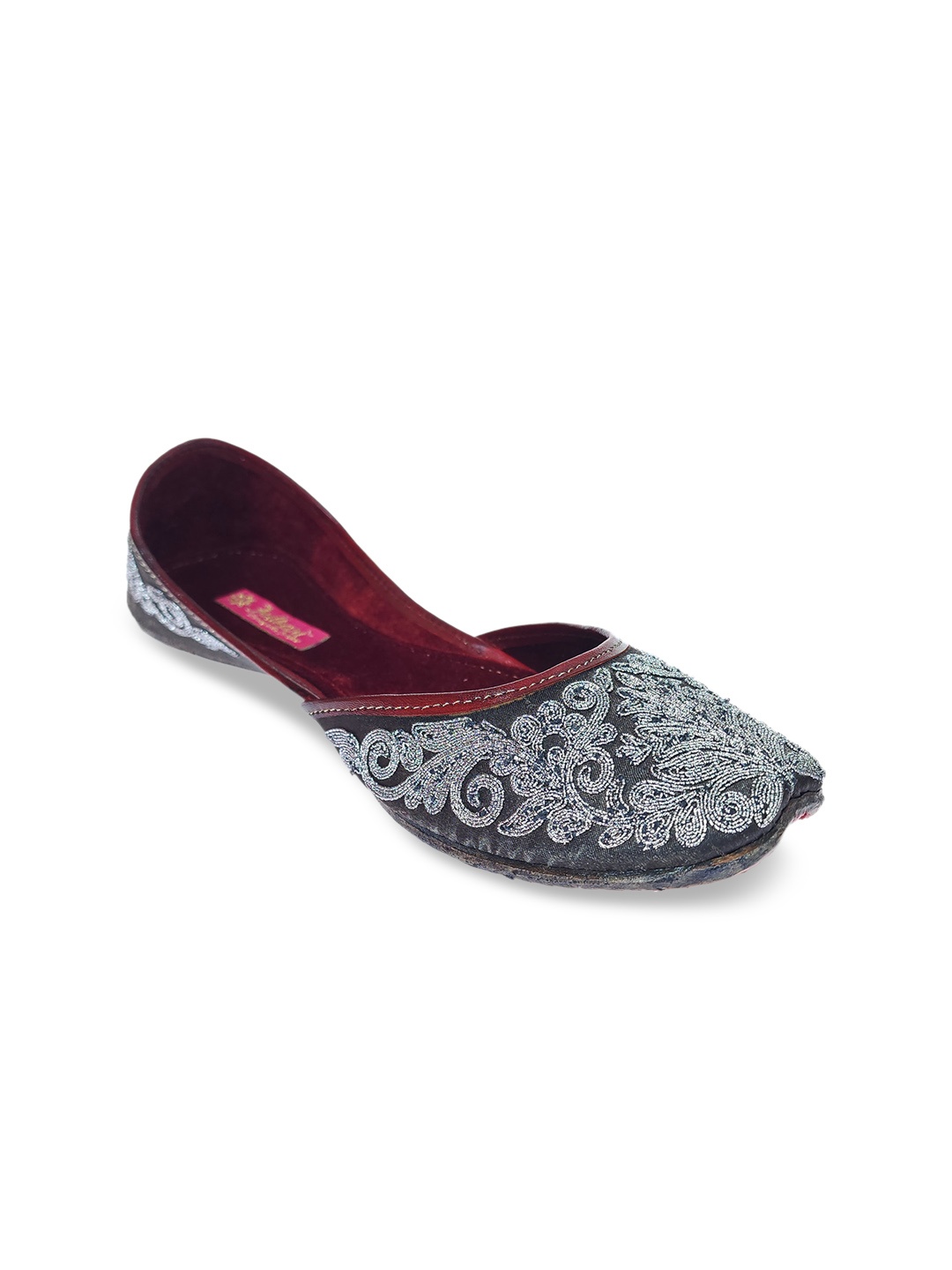

Fulkari Women Embellished Ethnic Mojaris, Grey