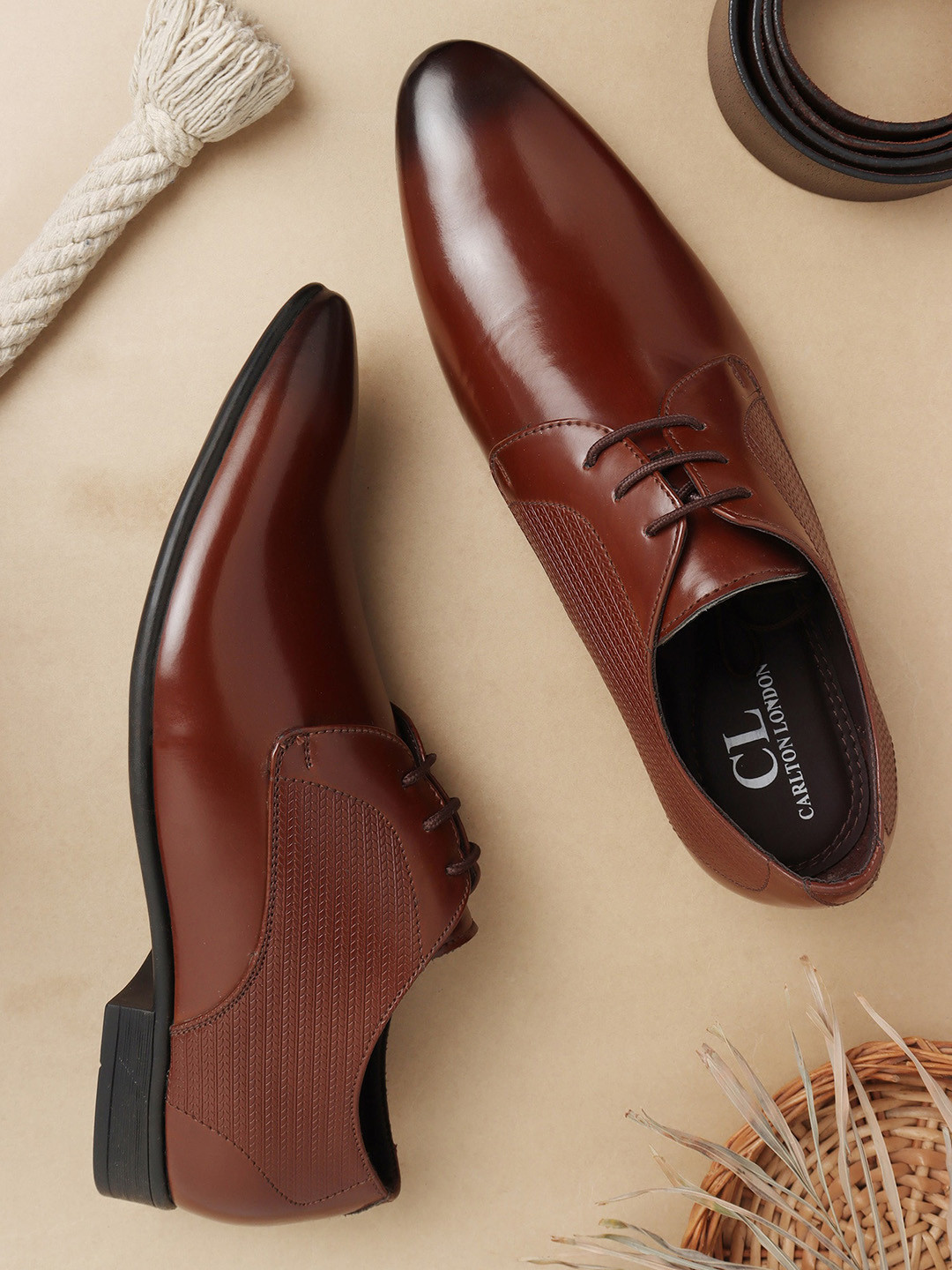 

Carlton London Men Brown Woven-design Formal Derbys