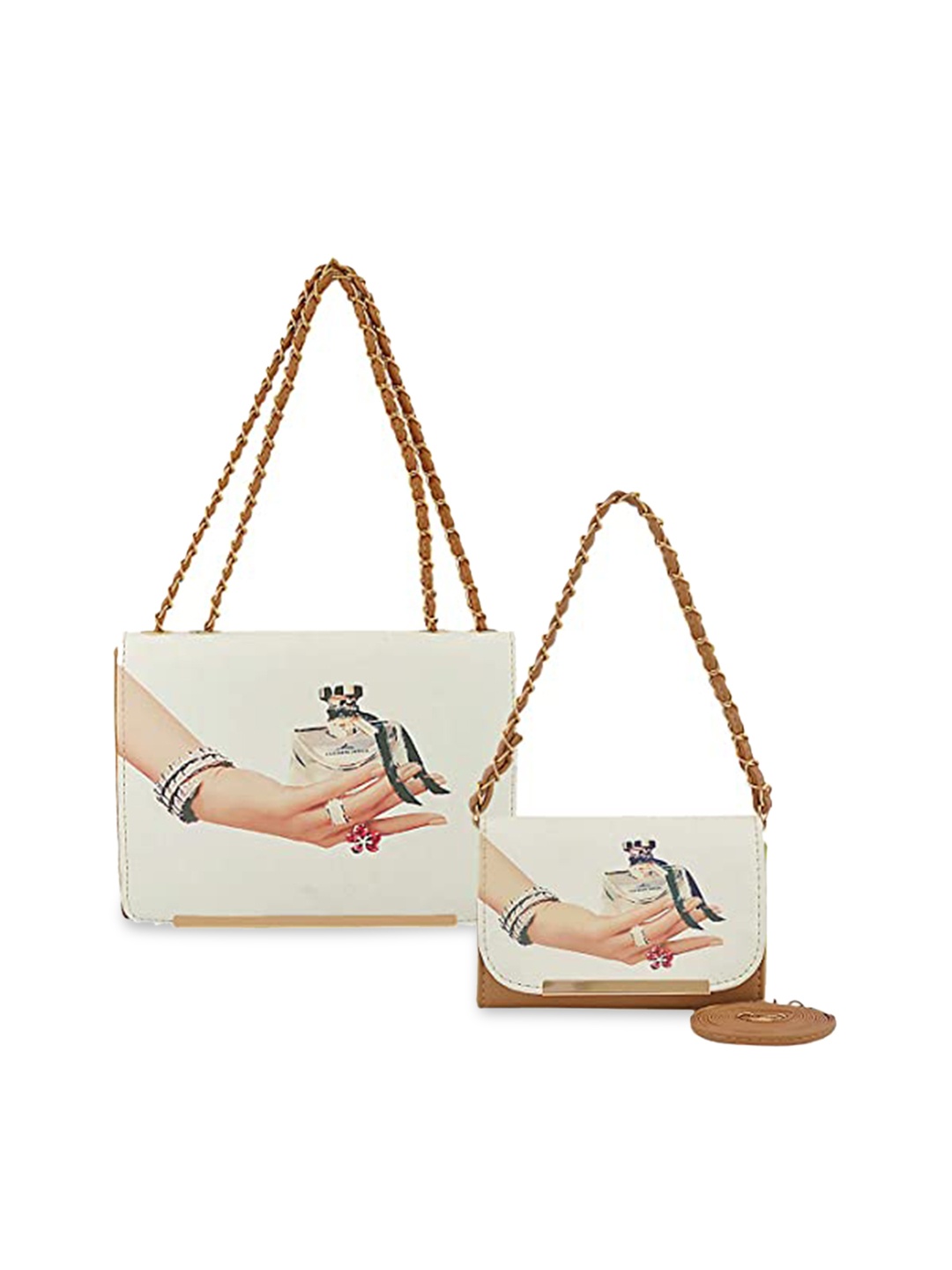 

Pez dorado Set Of 2 Graphic Printed Shoulder Bag Handbags, Brown