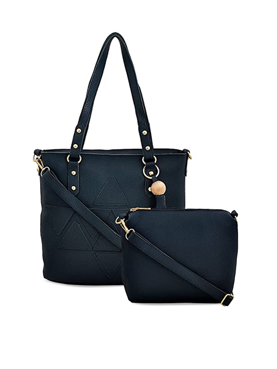 

Pez dorado Blue PU Structured Shoulder Bag with Tasselled