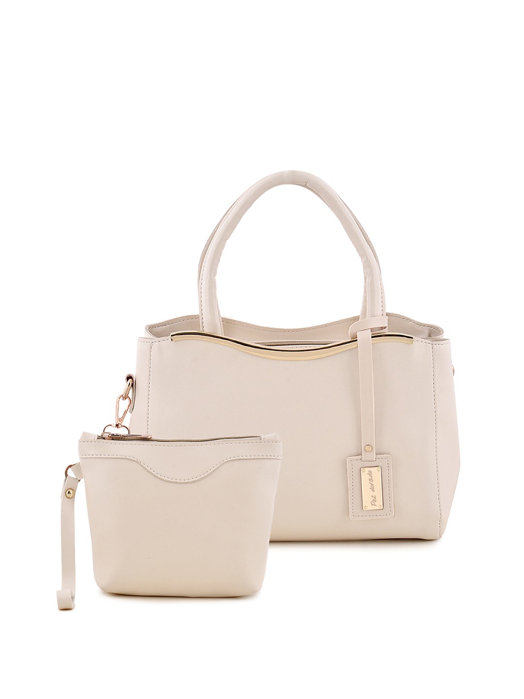 

Pez dorado White Textured PU Structured Handheld Bag with Tasselled