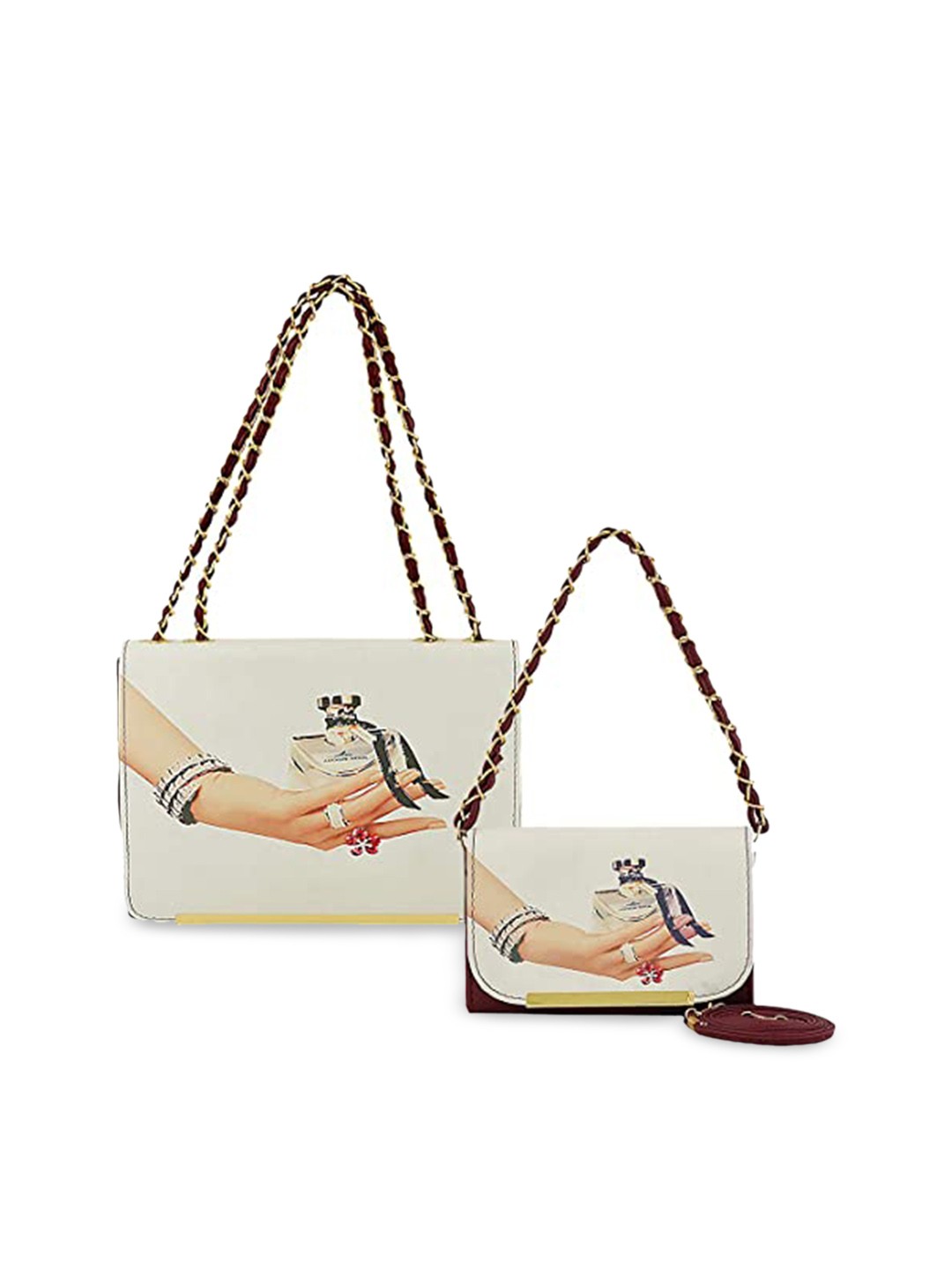 

Pez dorado Burgundy Embellished PU Structured Shoulder Bag