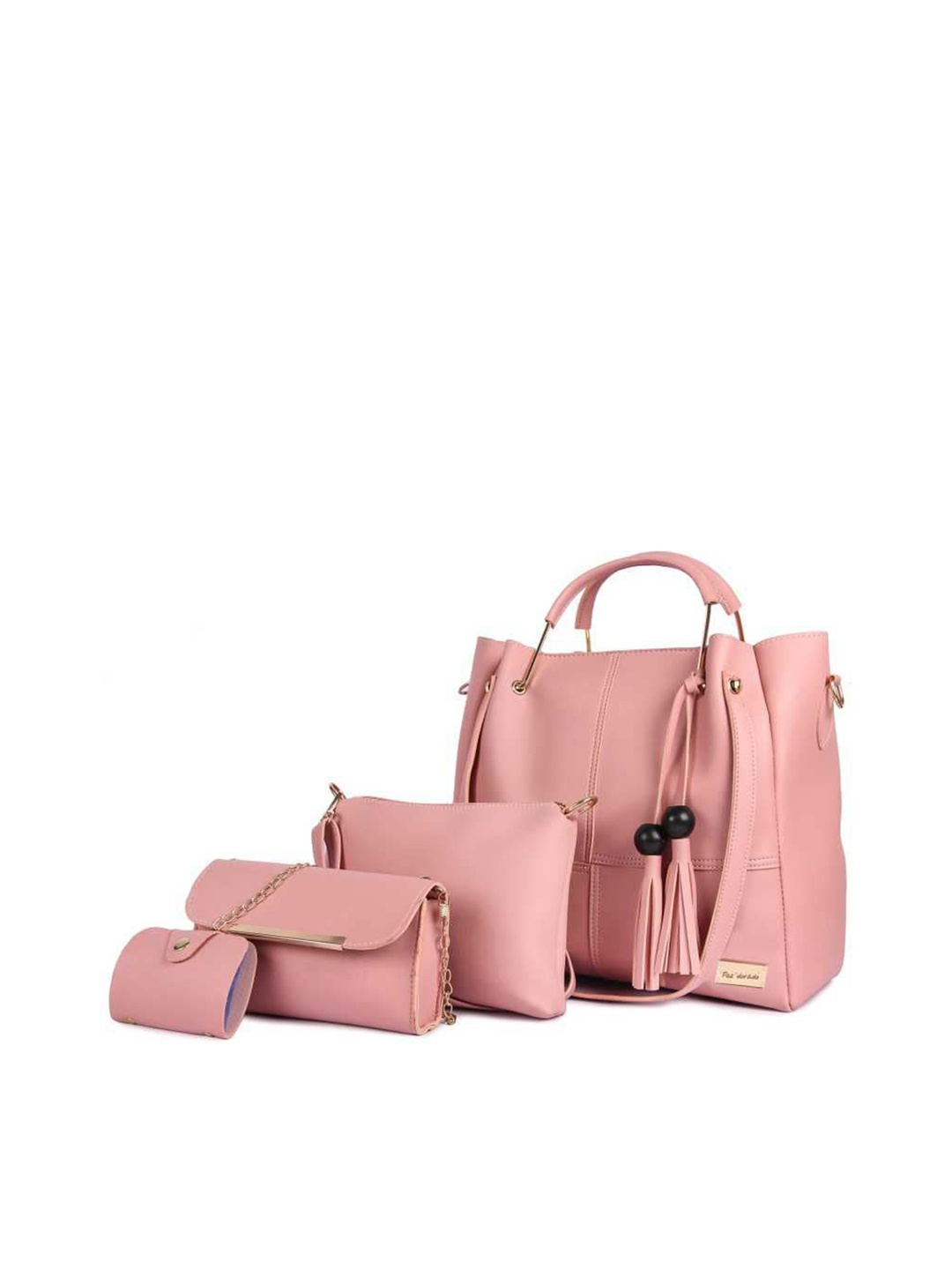 

Pez dorado Peach-Coloured PU Bucket Handheld Bag with Tasselled