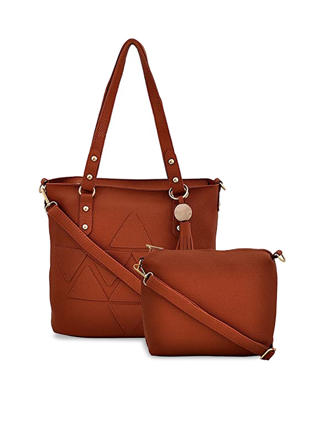 

Pez dorado Brown PU Structured Shoulder Bag with Tasselled